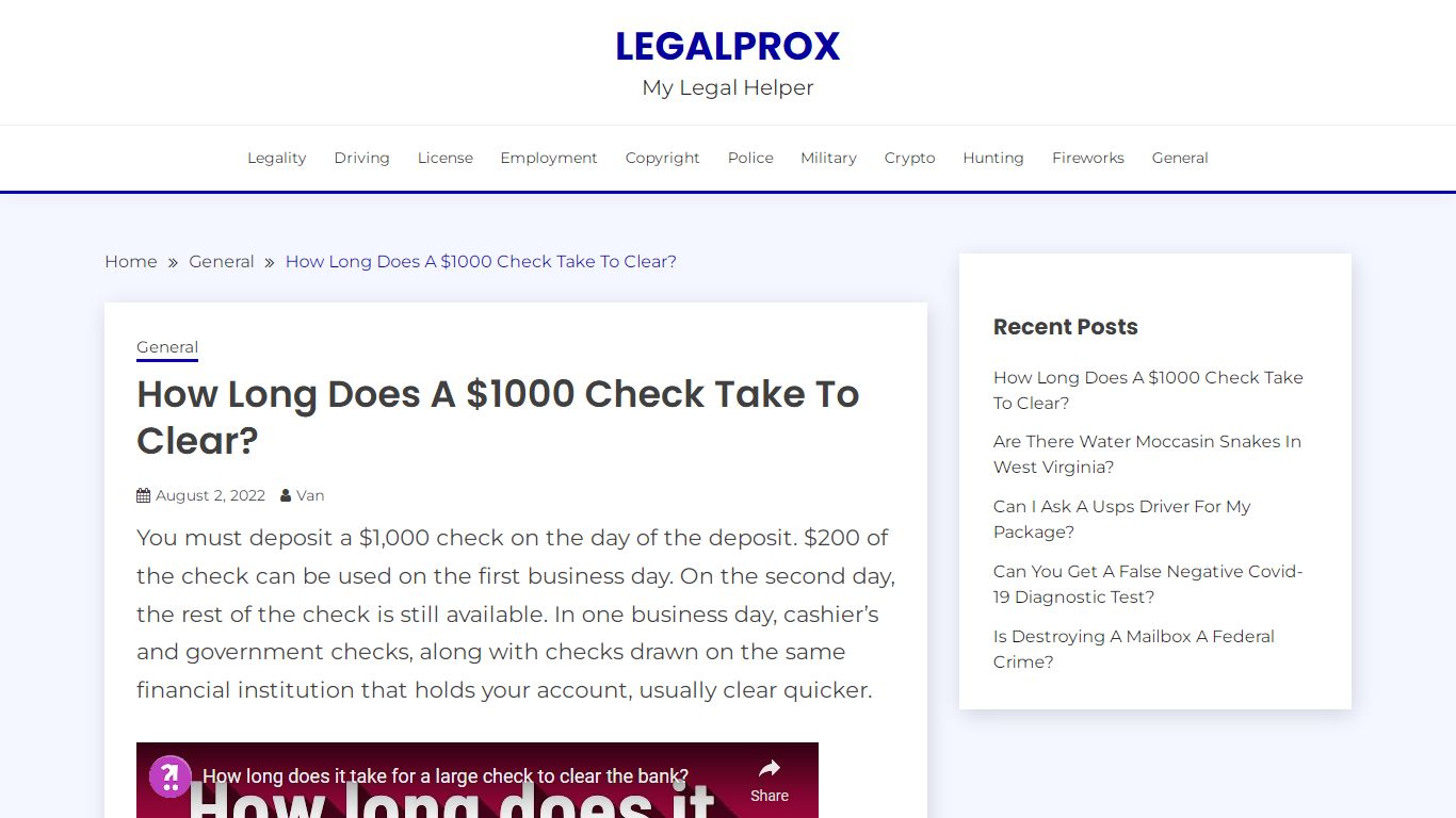 How Long Does A $1000 Check Take To Clear? – LegalProX